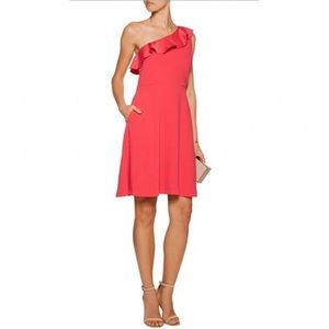 NWT Maje One Shoulder Ruffle Crepe Dress Size 1